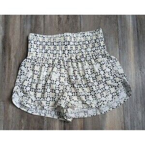 Free People Movement Women's Shorts White Black Thick Band Running Size Large